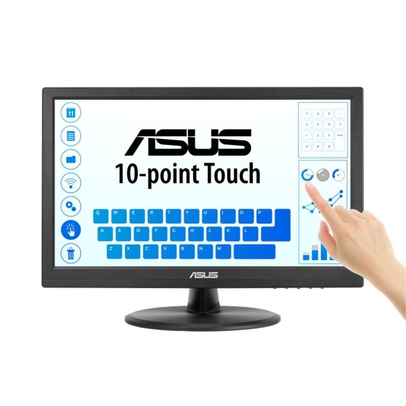15.6 ASUS VT169HE IPS 5MS 60MHZ 1XVGA 1XHDMI FHD 1920X1080 DOKUNMATİK EKRAN FLICKER FREE ÇERÇEVESİZ VESA SİYAH - 1