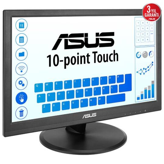 15.6 ASUS VT169HE IPS 5MS 60MHZ 1XVGA 1XHDMI FHD 1920X1080 DOKUNMATİK EKRAN FLICKER FREE ÇERÇEVESİZ VESA SİYAH - 3