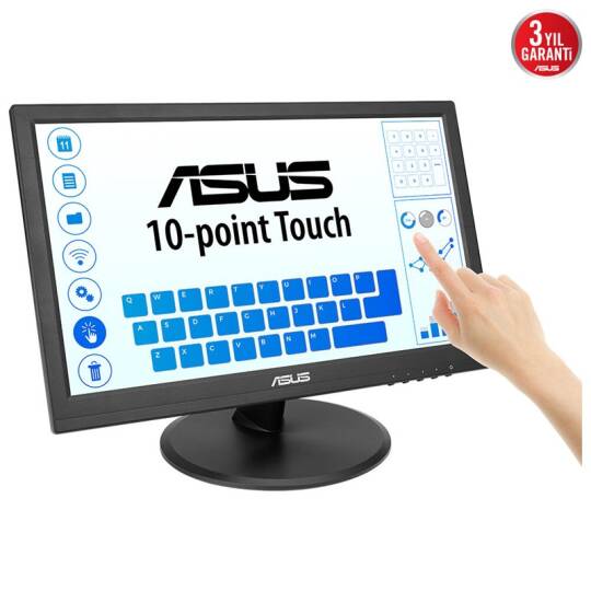 15.6 ASUS VT169HE IPS 5MS 60MHZ 1XVGA 1XHDMI FHD 1920X1080 DOKUNMATİK EKRAN FLICKER FREE ÇERÇEVESİZ VESA SİYAH - 4