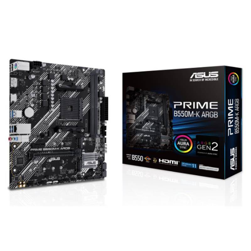 ASUS PRIME B550M-K ARGB DDR4 5100MHZ 1XHDMI 1XDP 2XM.2 USB 3.2 MATX AM4 (AMD AM4 50004000 G3000 SERİSİ İLE UYUMLU) - 2