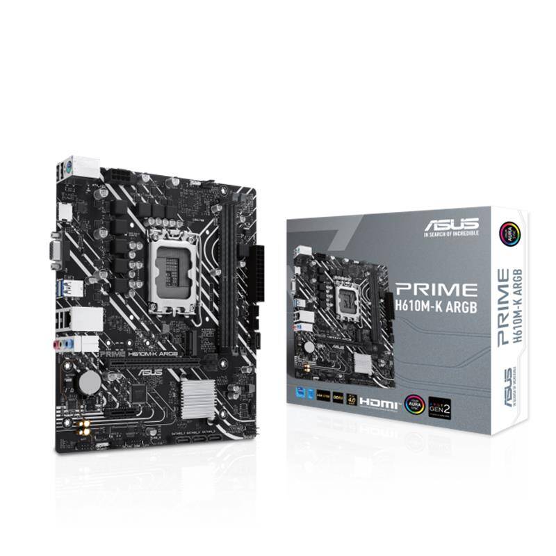 ASUS PRIME H610M-K ARGB DDR5 5600MHZ 1XVGA 1XHDMI 1XM.2 USB 3.2 MATX 1700P (12.  13. VE 14. NESİL İŞLEMCİ UYUMLU) - 8