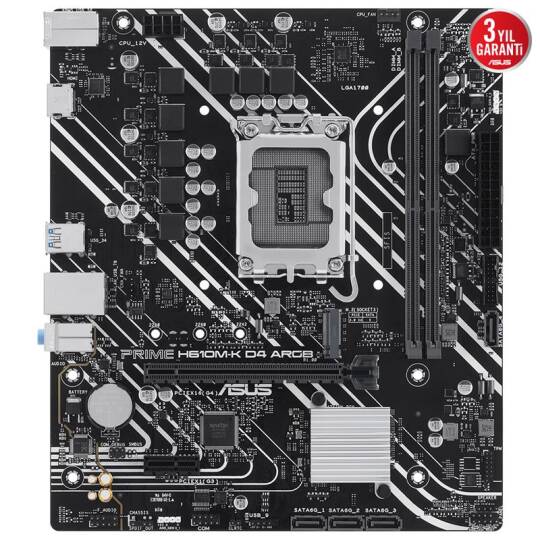 ASUS PRIME H610M-K D4 ARGB DDR4 3200MHZ 1XHDMI 1XM.2 USB 3.2 MATX 1700P (12.  13. VE 14. NESİL İŞLEMCİ UYUMLU) - 3
