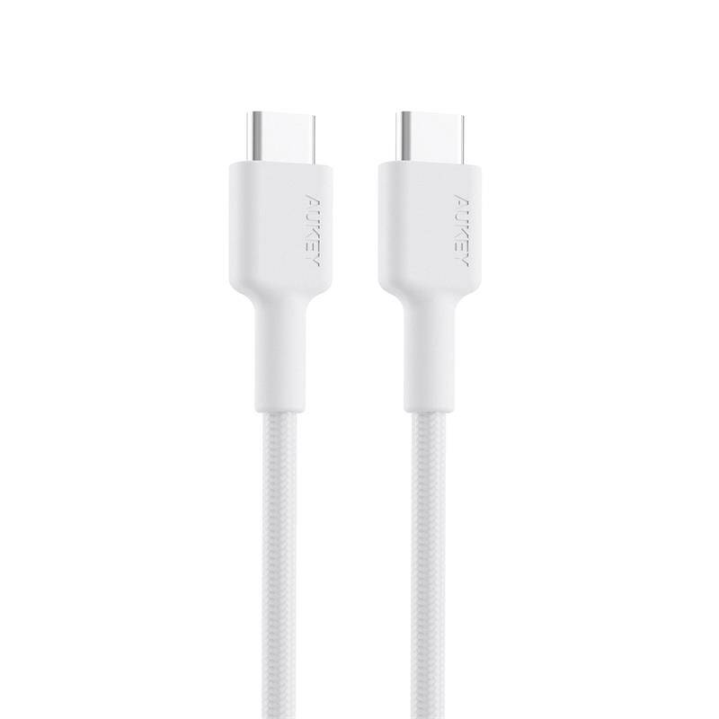 AUKEY CB-CD45-WH PD NAYLON ÖRGÜLÜ TYPE-C TYPE-C ŞARJ KABLOSU 0.9MT - 1