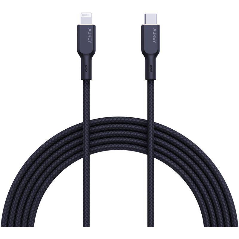 AUKEY CB-NCL1-BK NAYLON ÖRGÜLÜ 3A 480MBPS TYPE-C LIGHTNING KABLOSU 1.8MT - 1