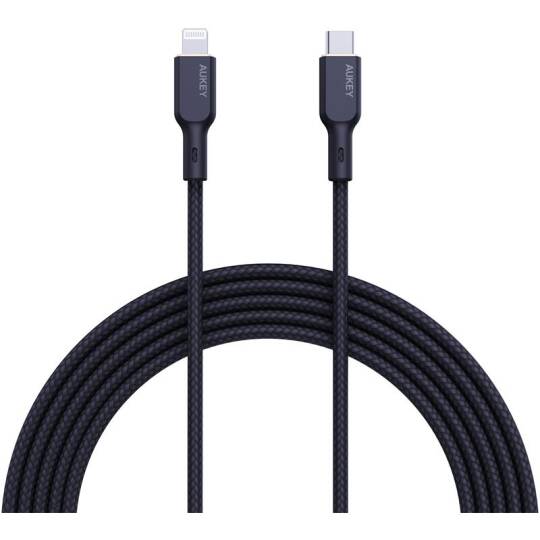 AUKEY CB-NCL1-BK NAYLON ÖRGÜLÜ 3A 480MBPS TYPE-C LIGHTNING KABLOSU 1.8MT - 8