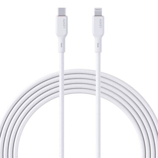 AUKEY CB-NCL1-WH NAYLON ÖRGÜLÜ 3A 480MBPS TYPE-C LIGHTNING KABLOSU 1.8MT - 8