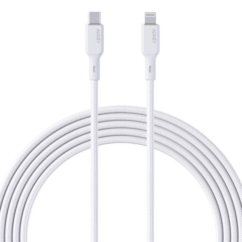 AUKEY CB-NCL1-WH NAYLON ÖRGÜLÜ 3A 480MBPS TYPE-C LIGHTNING KABLOSU 1.8MT - 8