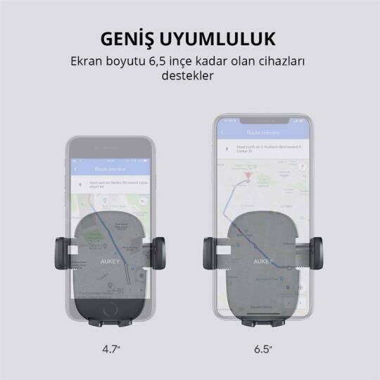 AUKEY HD-C48-BK 360 DERECE TÜM CİHAZLARLA UYUMLU ARAÇ İÇİ TELEFON TUTUCU KOLAY KİLİTLEMEBIRAKMA - 12