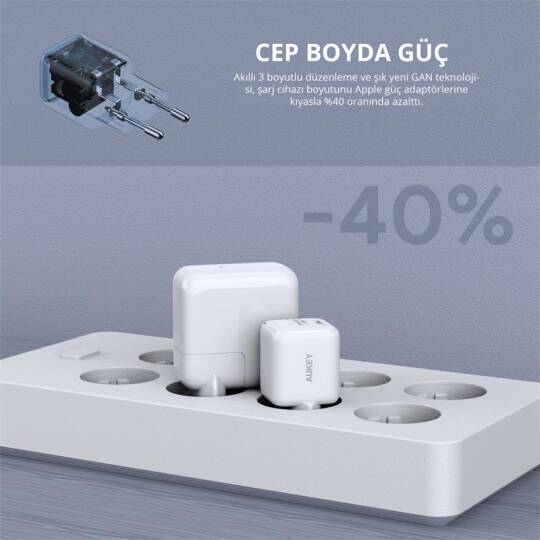 AUKEY PA-B1L-WH 30W OMNİA II MİNİ GAN TYPE-C PD ŞARJ ADAPTÖRÜ - 10