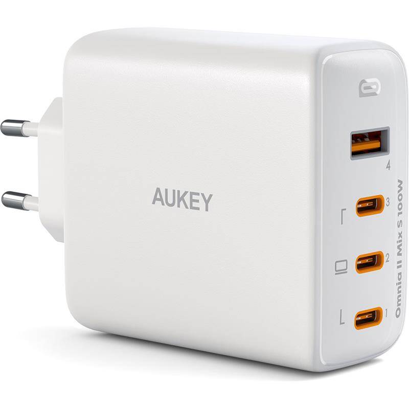 AUKEY PA-B7S-WH 100W DÖRT BAĞLANTI NOKTALI PD GAN DUVAR ŞARJ CİHAZI - 2
