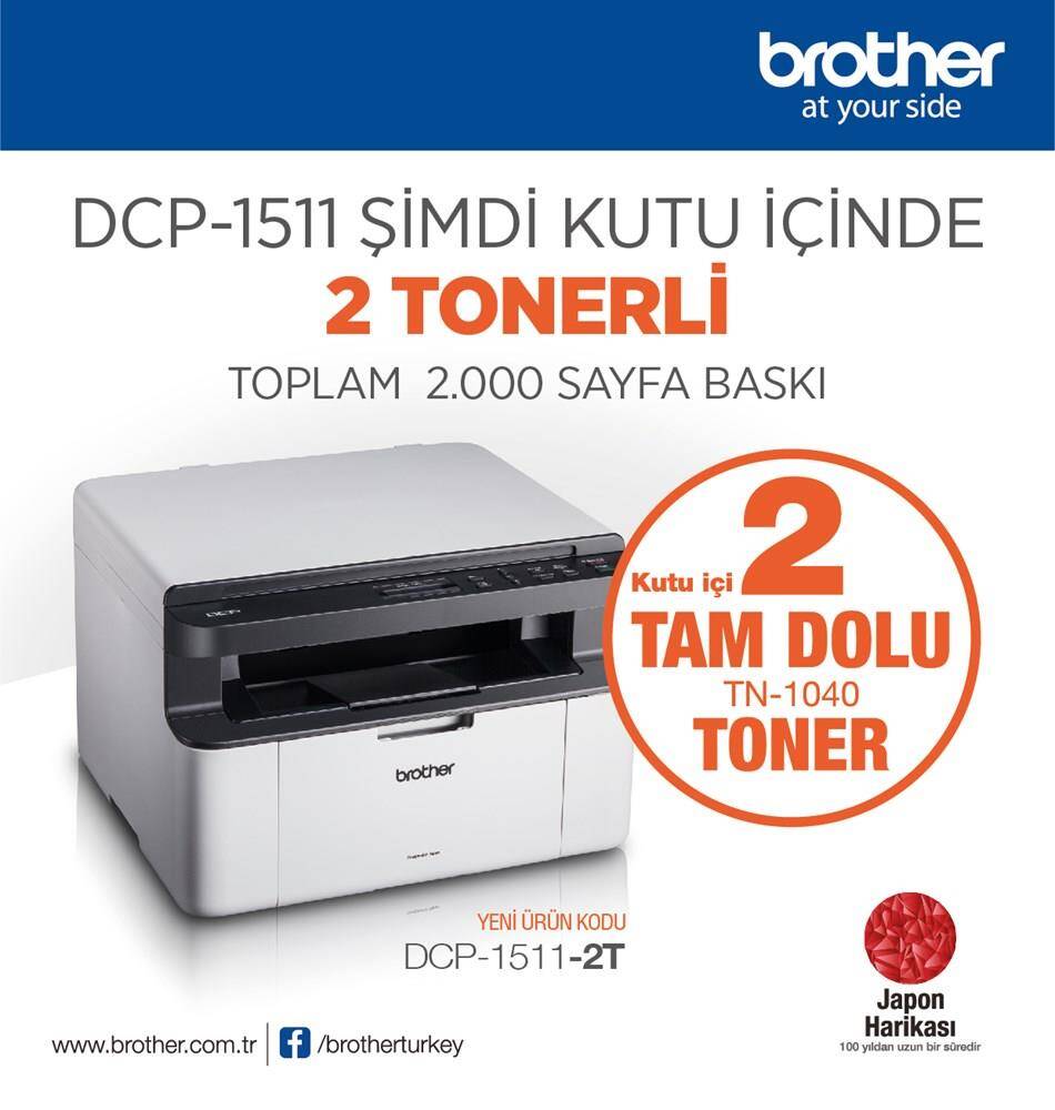 BROTHER DCP-1511-2T MONO LAZER YAZTARFOT (2 TAM DOLU TONER) - 1