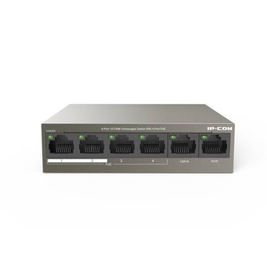 IP-COM F1106P-4-63W 4 PORT 10100+2X10100 UPLINK METAL KASA 58W POE SWITCH