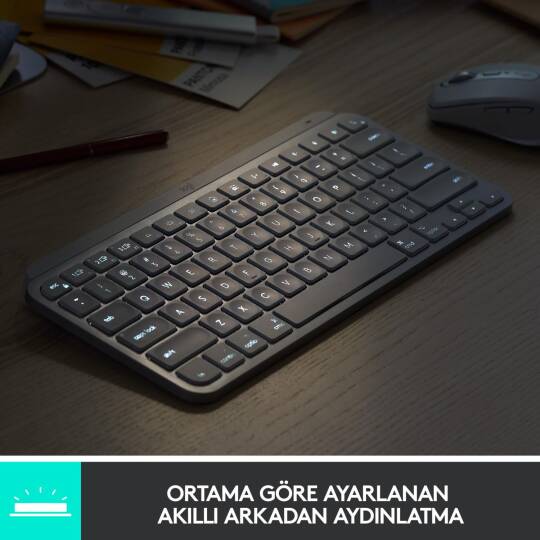 LOGITECH MX KEYS MINI MINIMALIST KABLOSUZ BLUETOOTH AYDINLATMALI Q TR KLAVYE SİYAH 920-010504 - 9