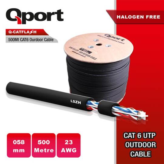 QPORT Q-CATFLASH 500 METRE LSZH CAT6 OUTDOOR 23AWG 0.58MM YANMAZ KABLO (HALOGEN FREE) - 3