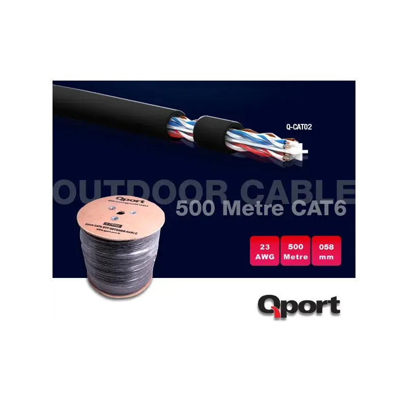 QPORT Q-CATO2 CAT6 23 AWG UTP 500M OUTDOOR KABLO - 9