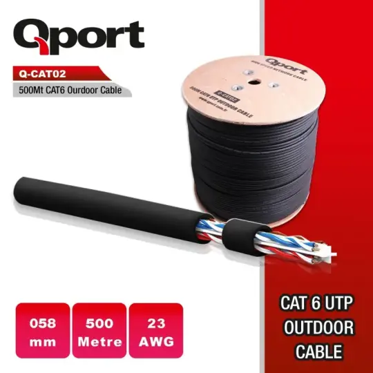 QPORT Q-CATO2 CAT6 23 AWG UTP 500M OUTDOOR KABLO - 2