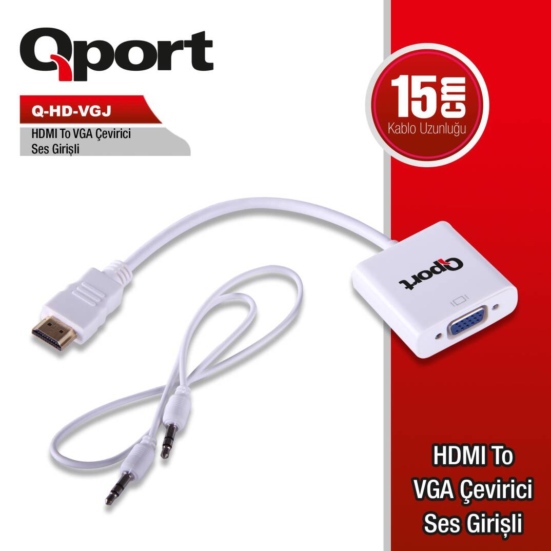 QPORT Q-HD-VGJ HDMI TO VGA CEVIRICI+ SES JACK - 1
