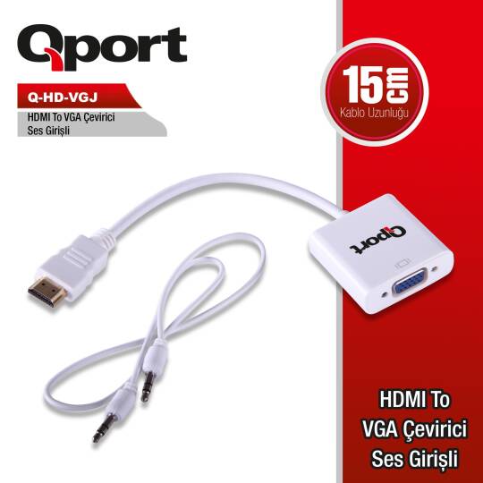 QPORT Q-HD-VGJ  HDMI TO VGA CEVIRICI+ SES JACK - 8