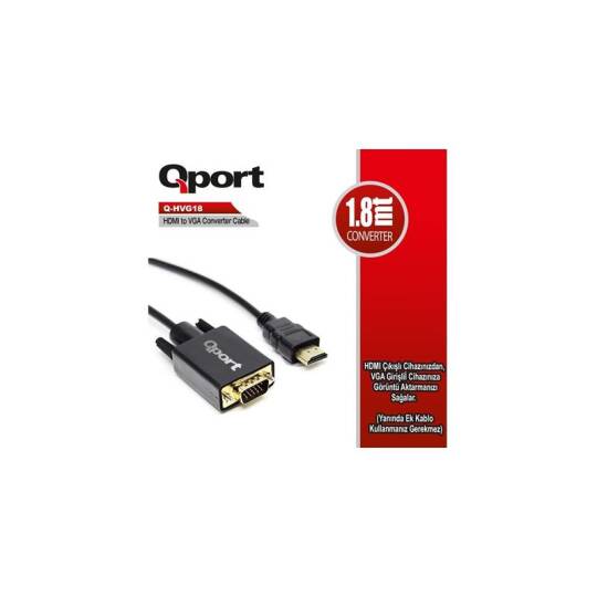 QPORT Q-HVG18 HDMI TO VGA 1,8MT DÖNÜŞTÜRÜCÜ KABLO - 7