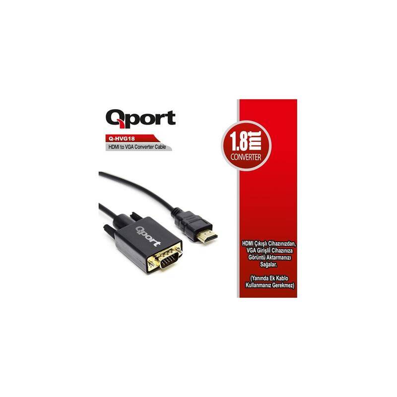 QPORT Q-HVG18 HDMI TO VGA 1,8MT DÖNÜŞTÜRÜCÜ KABLO - 7