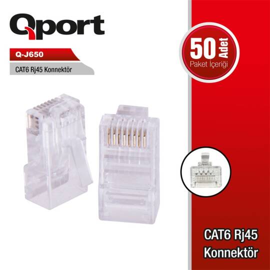 QPORT Q-J650 CAT6 50 LİK RJ-45 KONNEKTÖR - 2