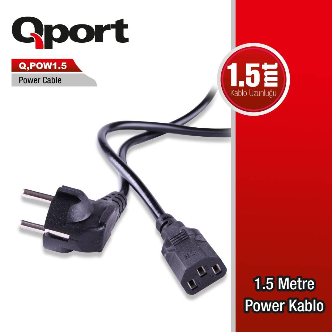 QPORT Q-POW1.5 1.5M PC POWER KABLOSU - 1
