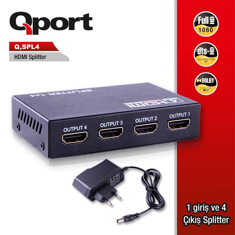 QPORT Q-SPL4 FULL HD 1 GİRİŞ 4ÇIKIŞLI HDMI SPLITTER (SİNYAL ÇOĞALTICI) - 5