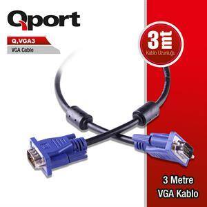 QPORT Q-VGA3 15PIN FILTRELI 3MT VGA KABLO - 3