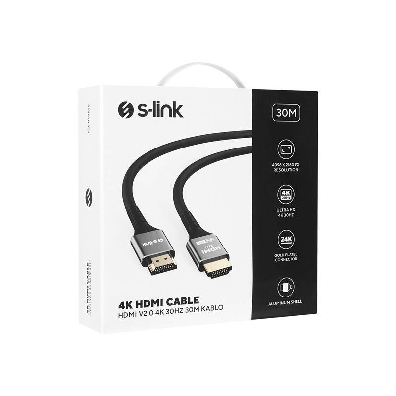 S-LINK SLX-HD4K30 19+1 HDMI TO HDMI 30MT METAL V2.0 4K (4096*2160) 30HZ KABLO - 5