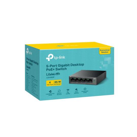 TP-LINK LS105GP 4 PORT GIGABIT + 1 PORT RJ45 UPLINK POE 65W 250 METRE POE MESAFE METAL KASA SWITCH - 2