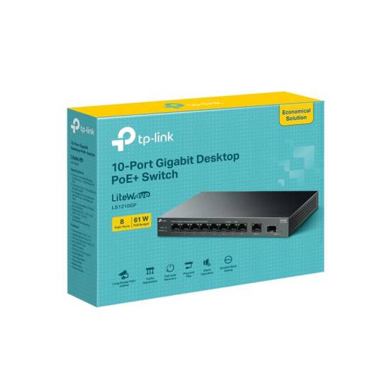TP-LINK LS1210GP 8 PORT GIGABIT + 1XRJ451XSFP UPLINK 61W 250 METRE POE MESAFE METAL KASA - 2