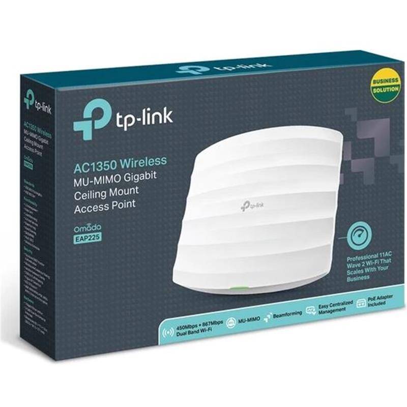 TP-LINK OMADA EAP225 AC1350 DUAL BAND WIFI 1XGBIT RJ45 450MBPS2.4GHZ TAVAN TİPİ ACCESS POINT (POE ADAPTÖRÜ DAHİL) - 6