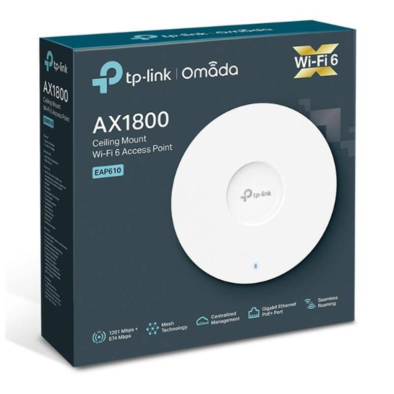 TP-LINK OMADA EAP610 AX1800 DUAL BAND WIFI6 1XGBIT RJ45 2.4GHZ5GHZ TAVAN TİPİ ACCESS POINT (ADAPTÖRLÜ) - 1